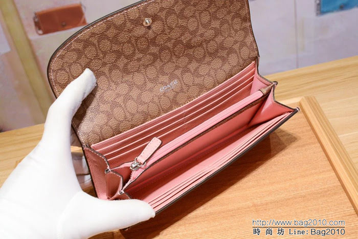 COACH蔻馳 F52689 女士信封錢包 簡單優雅 卡位/零錢位齊全 時尚按扣  Chz1329